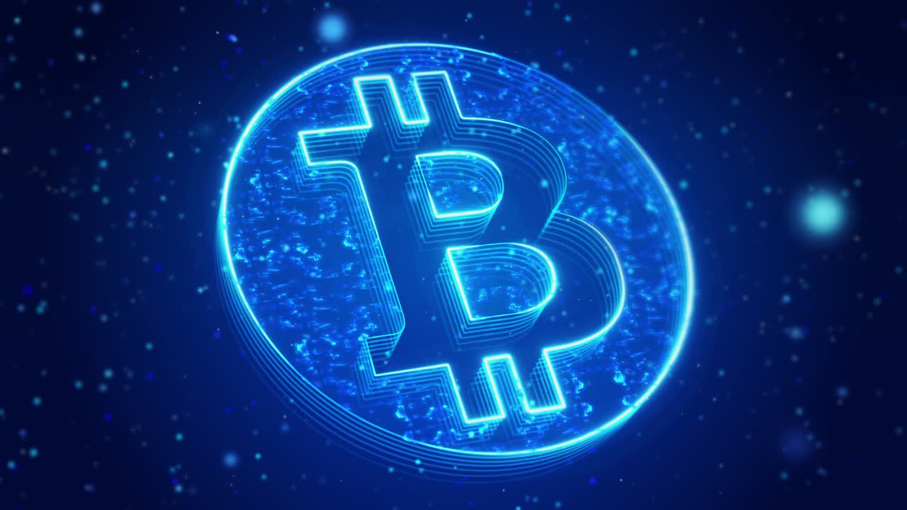 símbolo de bitcoin en brillo