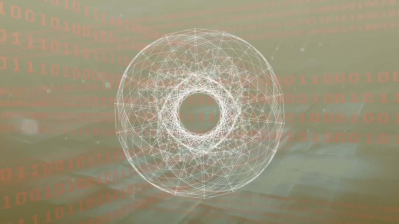 animación de círculos que giran sobre la codificación binaria