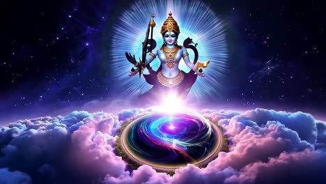 hindu deity vishnu in cosmic setting