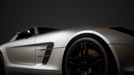 luxury sport car in dark studio with bright lights