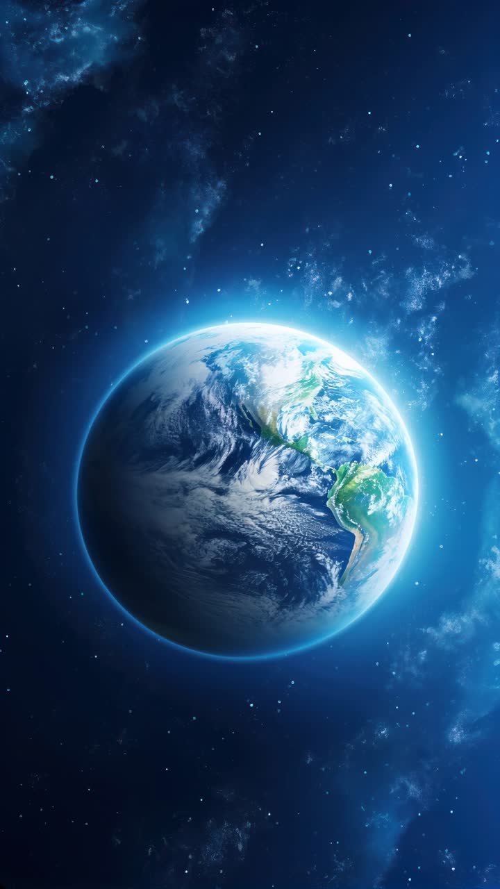 A stunning video concept of Earth from space, captured from a high-angle view, showcasing vibrant