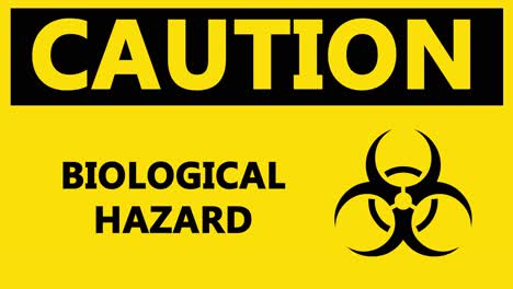 yellow caution biological hazard motion graphic warning sign