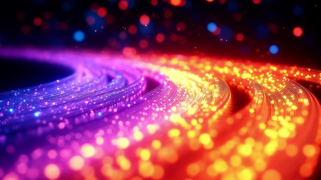 Vibrant light trails mesmerize. Vibrant light trails swirl in a blend of colors, creating a dynamic display of glowing energy in the dark.