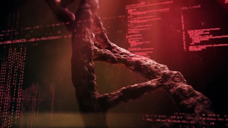 animación del hilado de cadenas de adn y procesamiento de datos médicos
