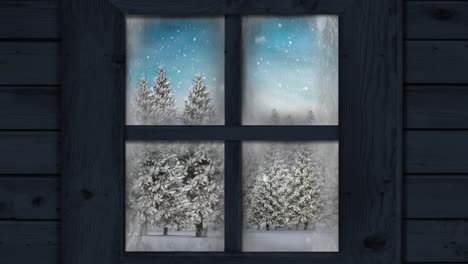Animation-Der-Fensteransicht-Der-Winterlandschaft