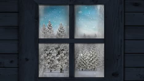 Animación-De-La-Vista-De-La-Ventana-Del-Paisaje-Invernal