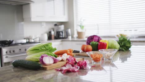 Video-of-vegetables-lying-on-cutting-board-prepared-for-cooking