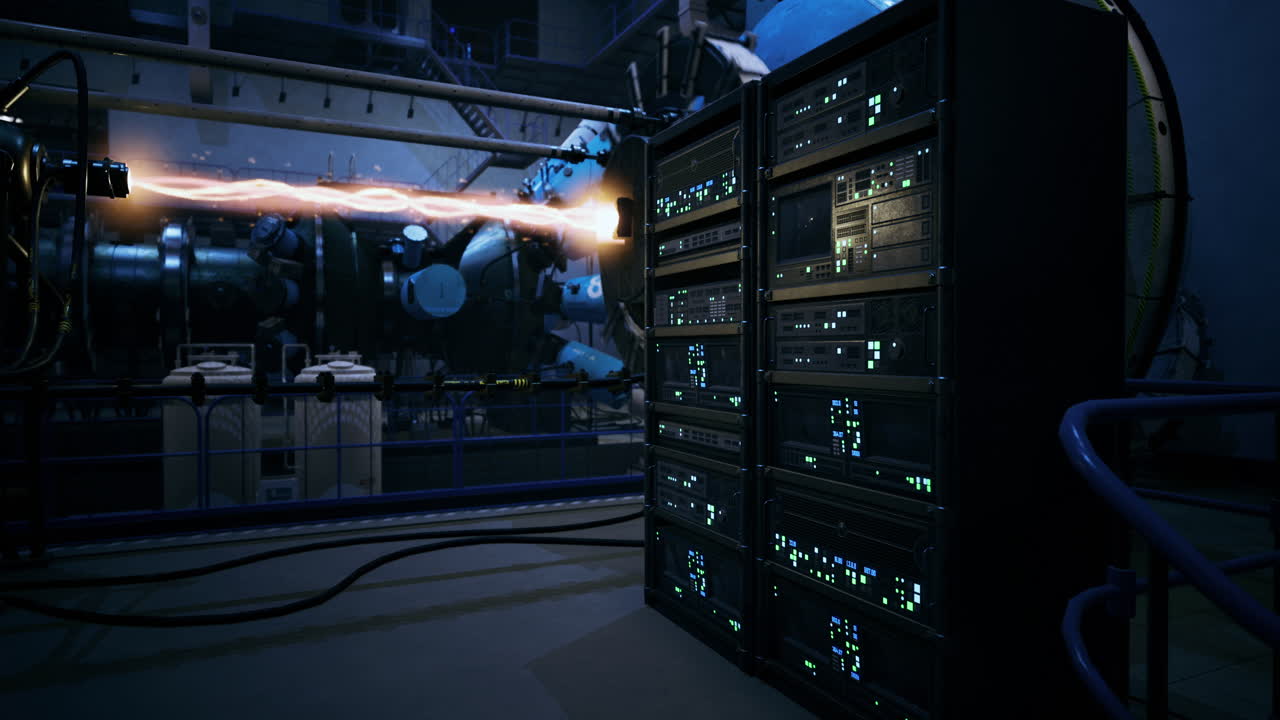 Industrial Server Room at Night