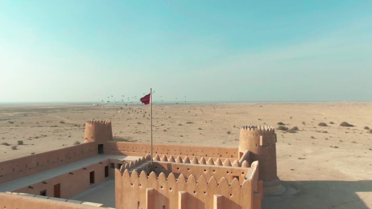 fuerte de zubara en el desierto de qatar - drone shot-5