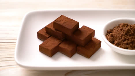 fresh and soft chocolate with cocoa powder