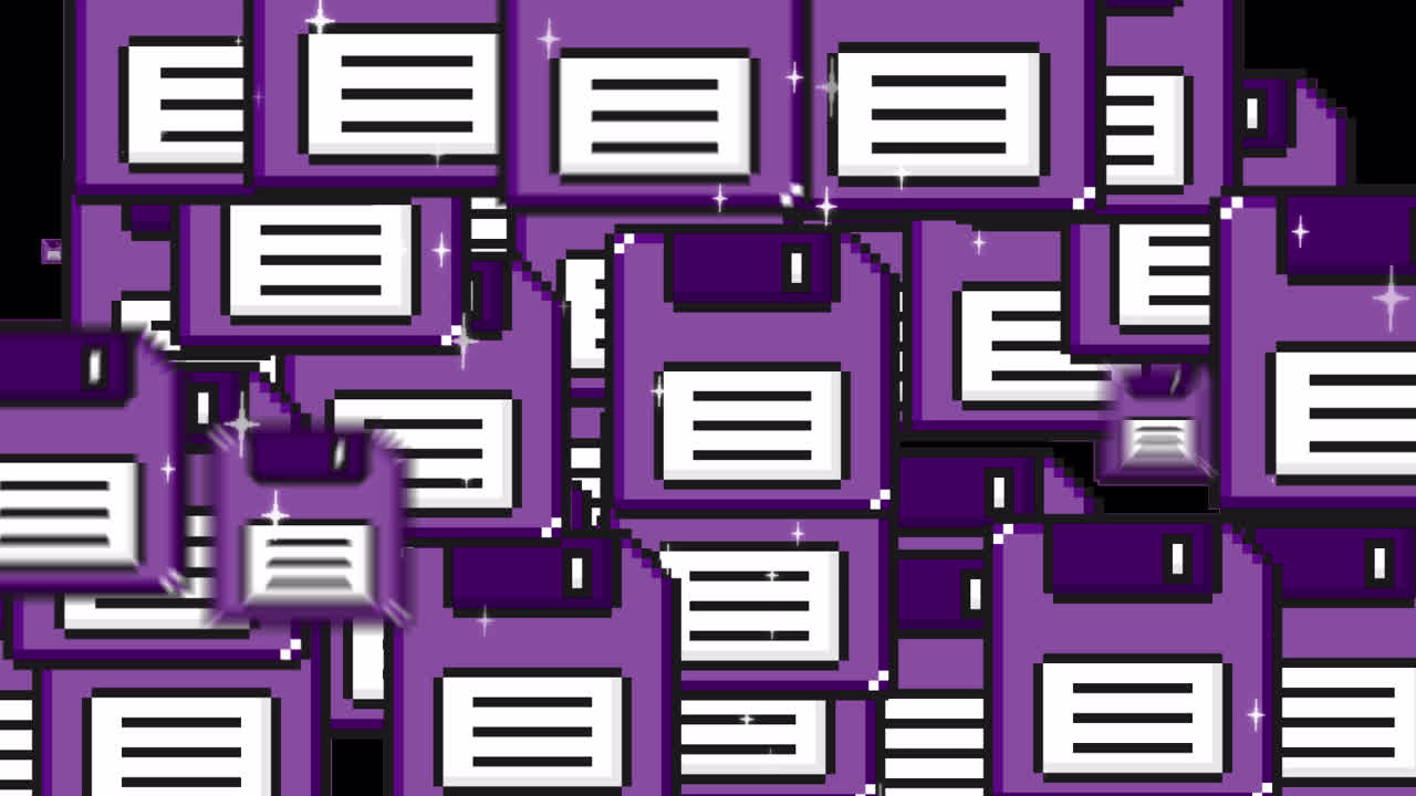 Pop up Pixe Floppy disc Transitions. 1080p - 30 fps - Alpha Channel (7).mov