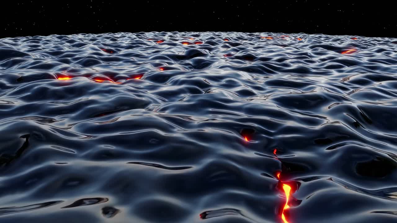Molten lava surface with rippling patterns and glowing red highlights creating a dynamic texture