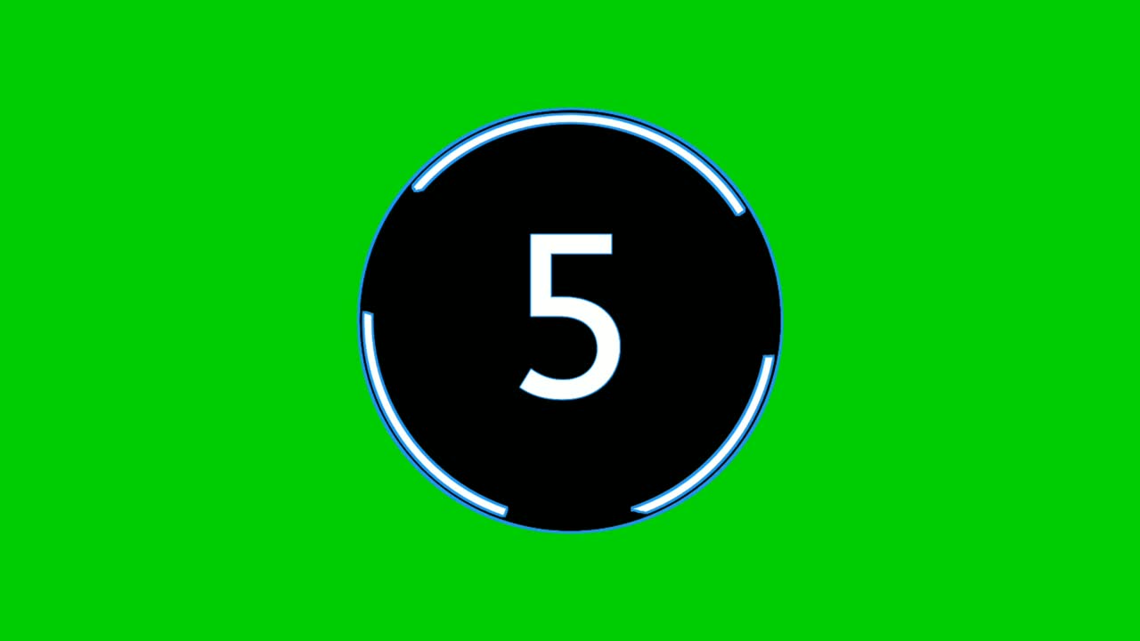 Countdown cartoon animation number Ten 10 to 1 one on green screen background.4K video timer or second concept