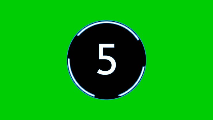Countdown cartoon animation number Ten 10 to 1 one on green screen background.4K video timer or second concept