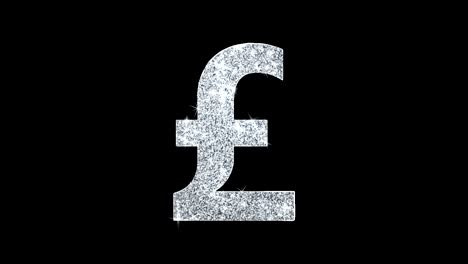 pound sterling currency icon shining glitter loop blinking particles .