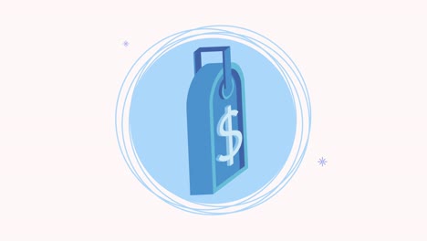 símbolo de dinero en la animación de la etiqueta