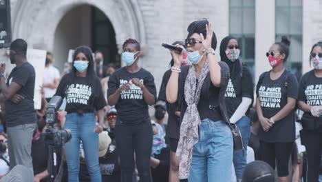 stunning view of a speech being given at a black lives matter rally