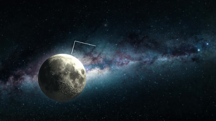 Aproximando-se da Lua Mostrando Informações Lunares por Escrito