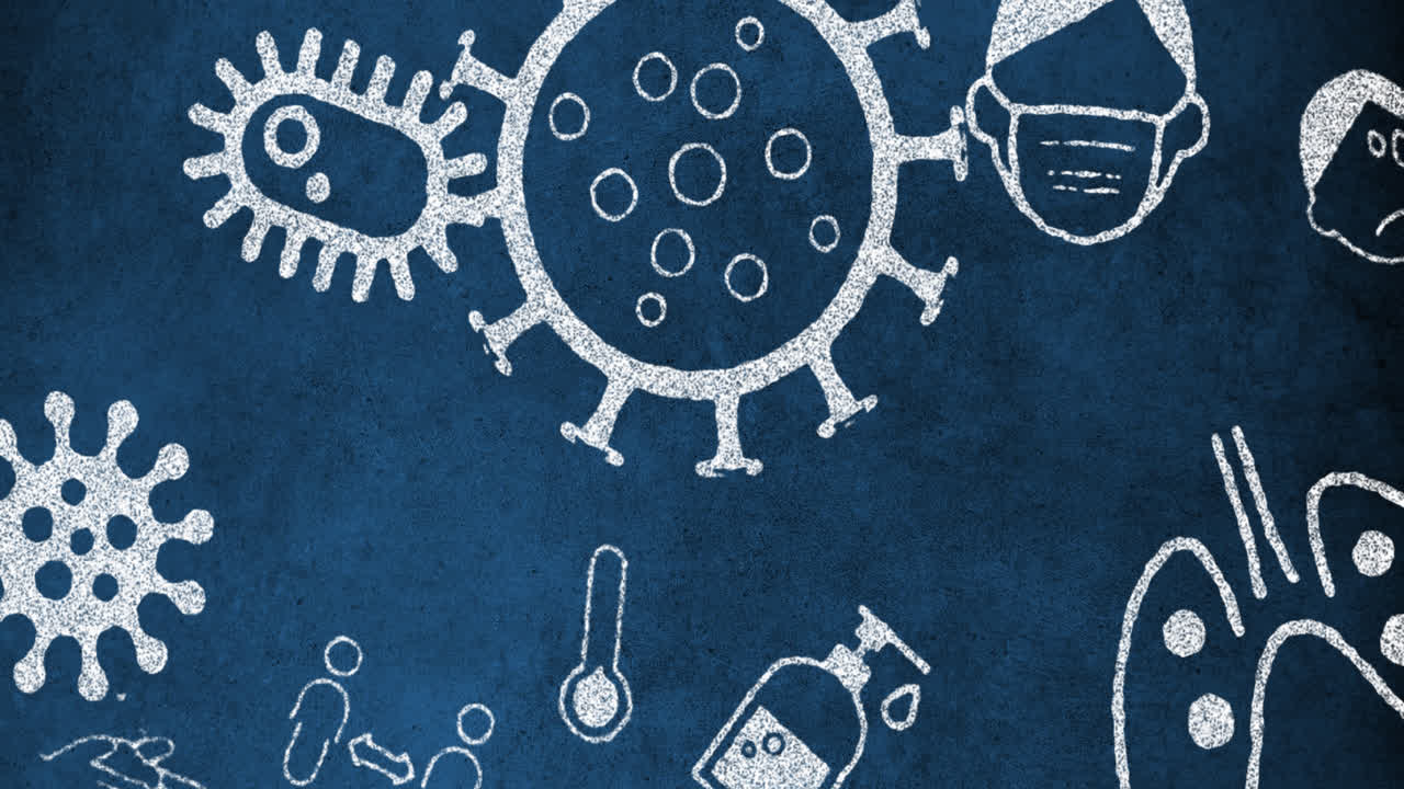 파란색 배경에 대한 코로나 바이러스 개념 아이콘