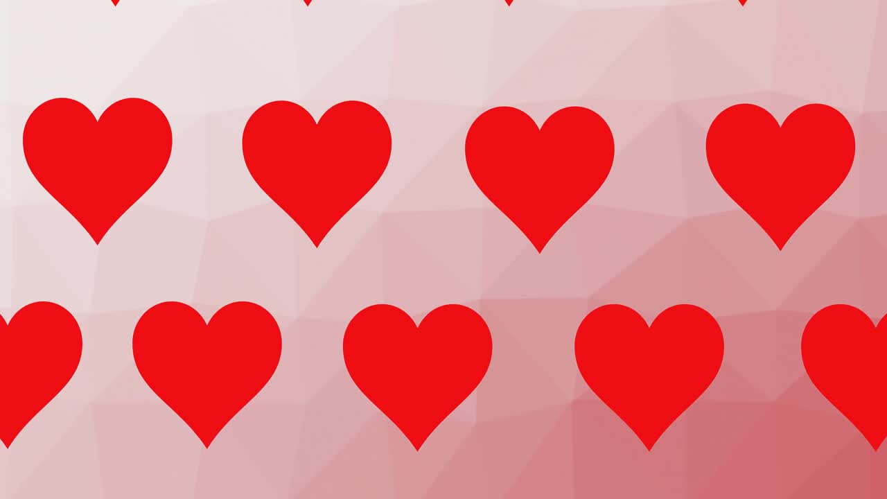 분홍색 배경에서 움직이는 마음의 줄의 구성