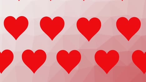 composición de filas de corazones de lectura que se mueven sobre un fondo rosado