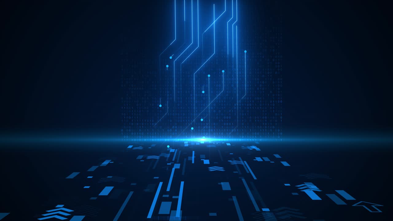 Technology background with a circuit board cloud hitech light lines and electronic cyber ai big data