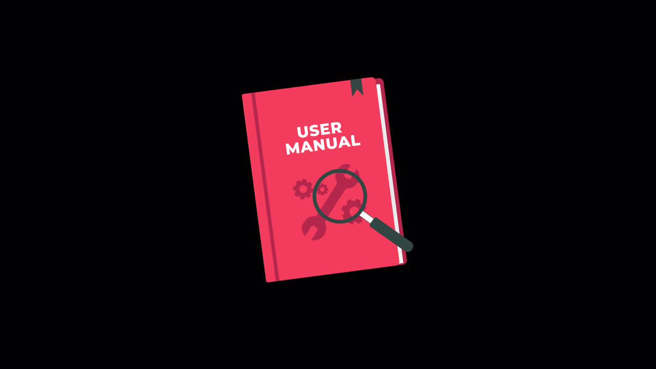 Animated Magnifying Glass Scanning a User Manual Book