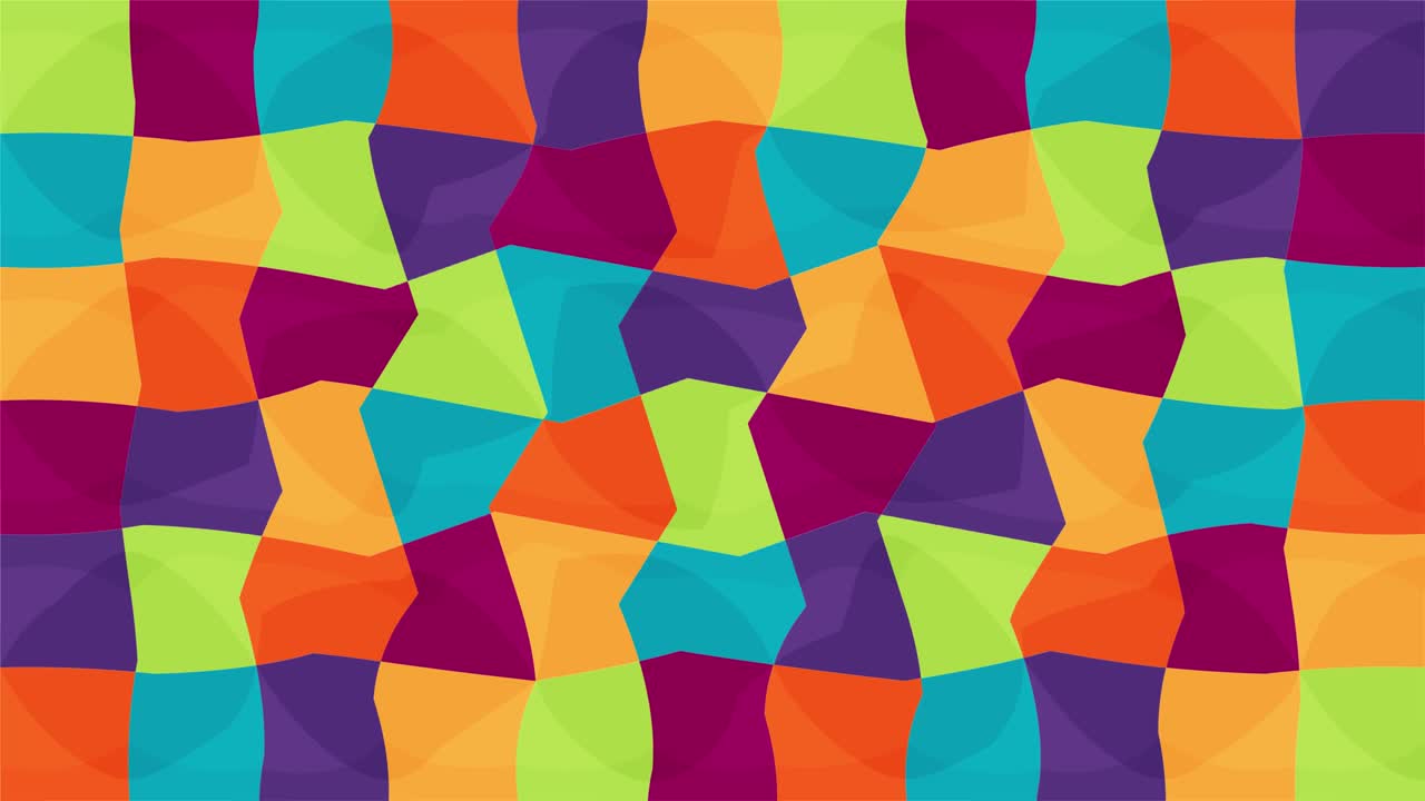 fondo de bandera colorido abstracto. animación de video de movimiento 4k con forma colorida geométrica abstracta. patrón de arco iris digital