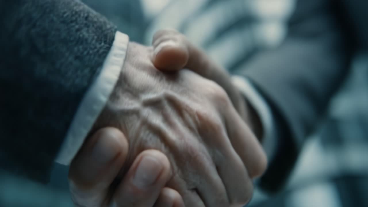 A Firm Handshake: A Symbol of Trust and Partnership Between Two Professionals in a Business Environment