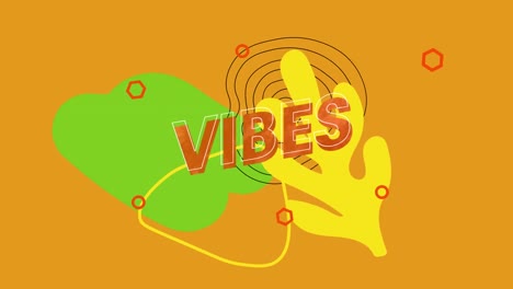 Digital-animation-of-vibes-text-against-abstract-colorful-shapes-on-yellow-background