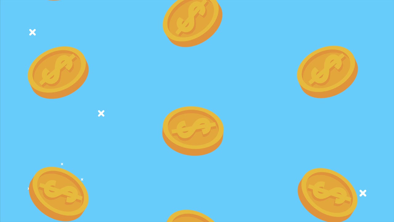 Coins money dollar rainy animation | Premium Stock Video Footage