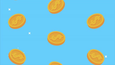 monedas dinero dólar animación de lluvia