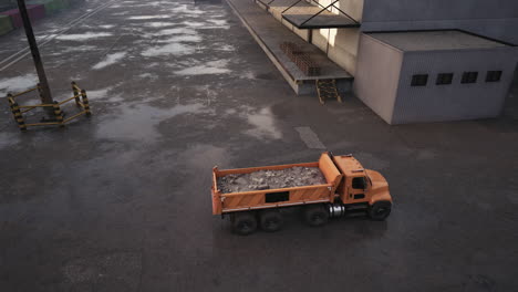 dump truck loaded with gravel at a construction site