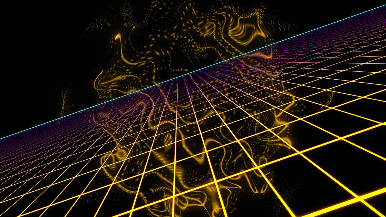 Animation of neon pattern over light trails background