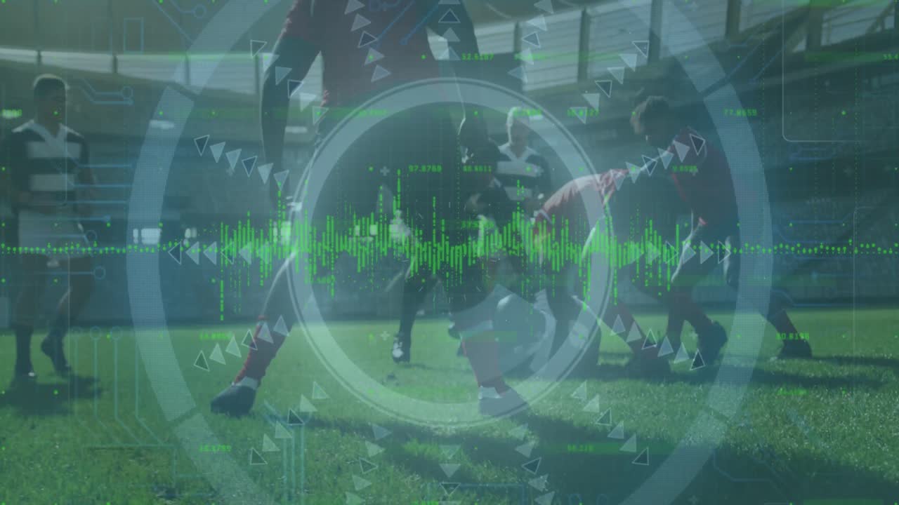 축구 선수들에 대한 데이터 처리의 애니메이션