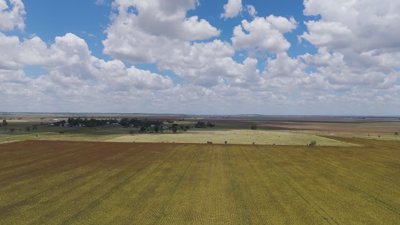Aerial view of fields and countryside landscape
