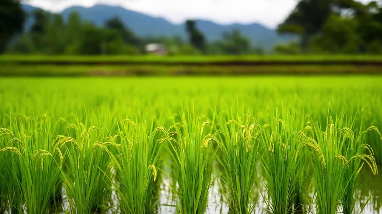 Lush Green Rice Paddy Field Landscape
