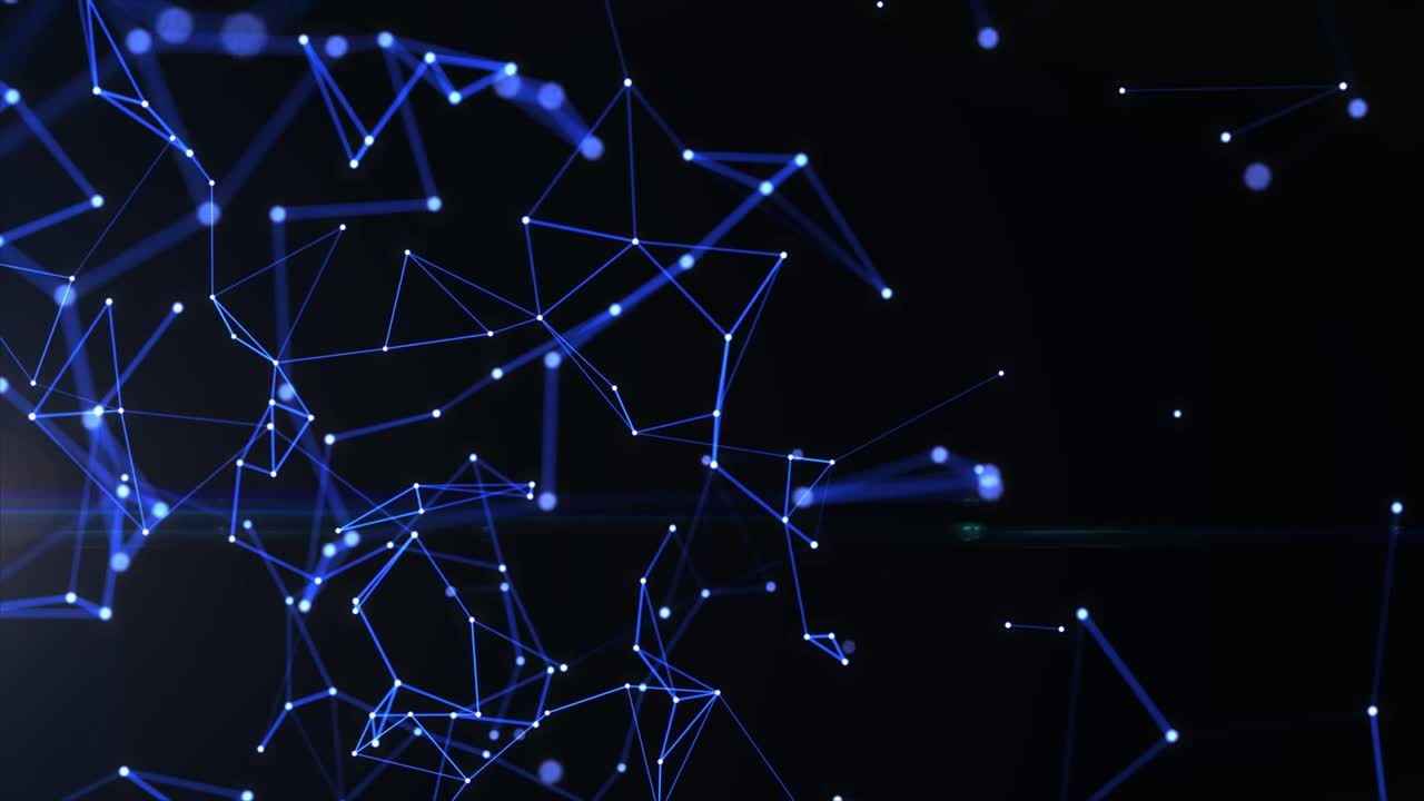 Abstract Digital Network Connections Moving on Black Background