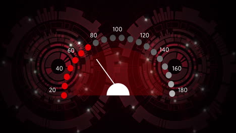 animación del velocímetro moviéndose sobre los ámbitos de escaneo