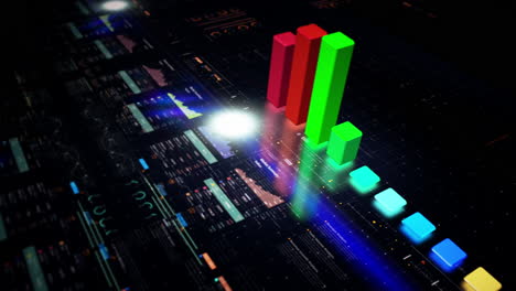 Business-Börse,-Handel,-Infografik-Mit-Animierten-Grafiken,-Diagrammen-Und-Datenzahlen-Insight-Analyse,-Die-Auf-Dem-Monitorbildschirm-Für-Business-Meeting-Mock-up-Themen-Angezeigt-Werden