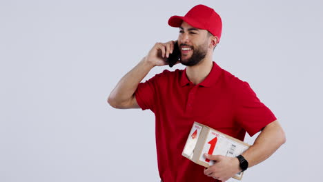 delivery, phone call and man with a courier