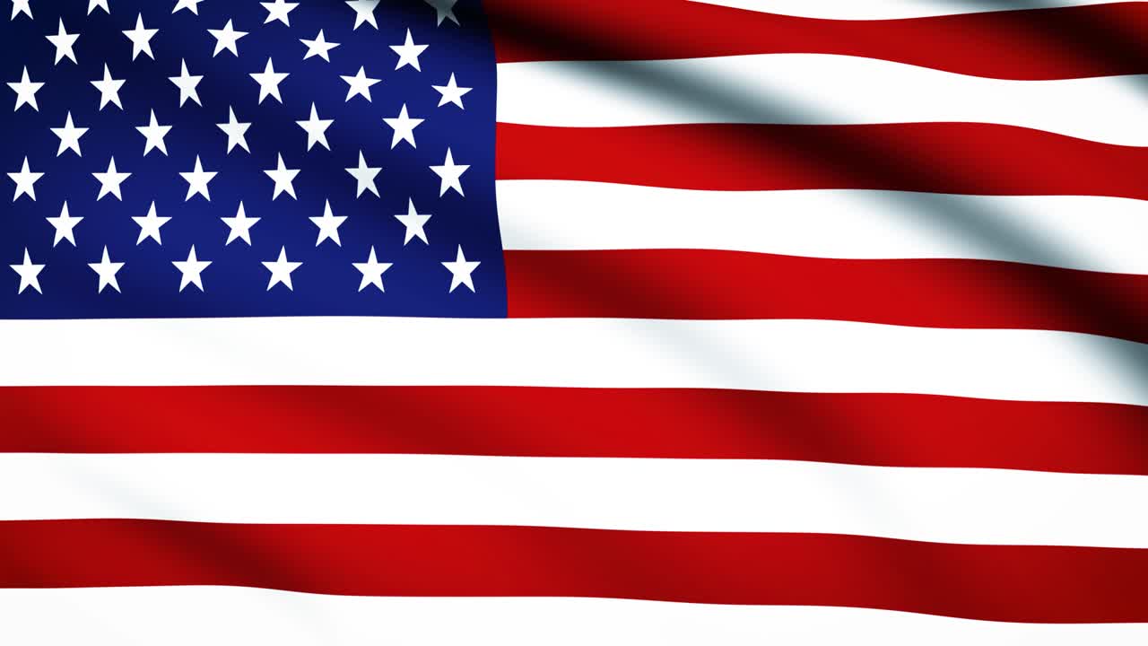 la bandera de los estados unidos ondeando en el viento sobre un fondo blanco. animación 3d. video 4k