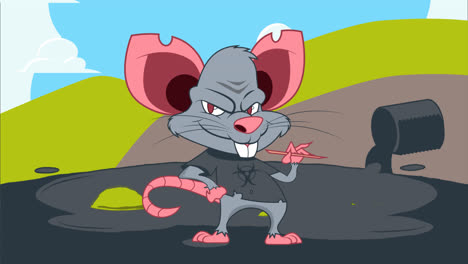 an animation of a hand drawn evil rat cartoon illustration