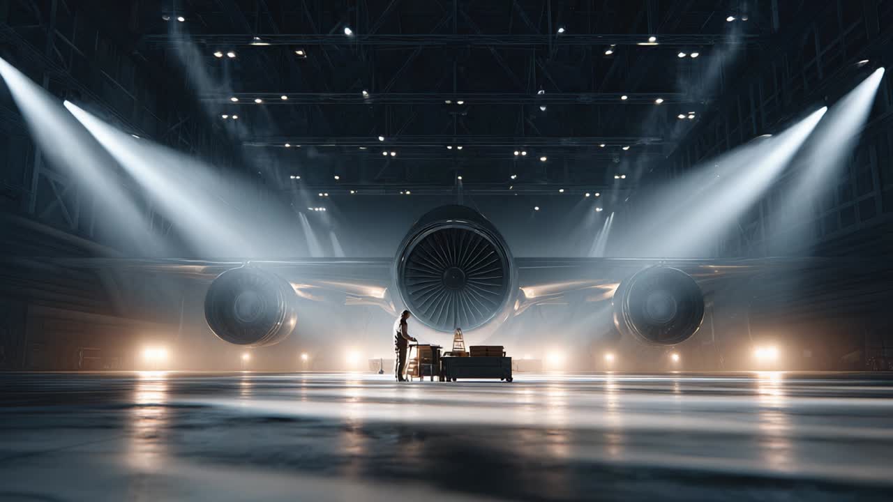 Airplane Maintenance in Hangar
