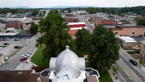 aerial flying over the cumberland county courthouse in crossville tennessee