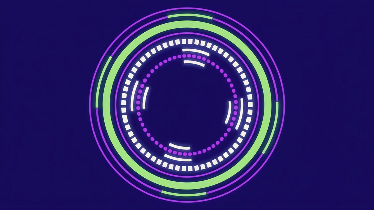 Animated Digital HUD Circle with Rotating Elements