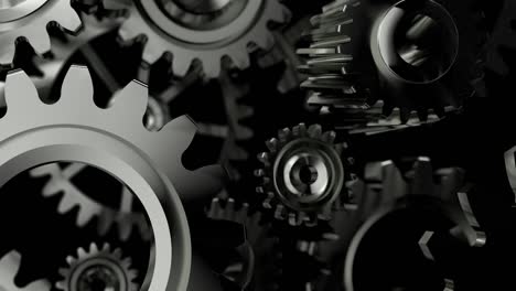 3d rendering metal gear wheel spinning rotation, for teamwork success and technology concept, with a depth of fie