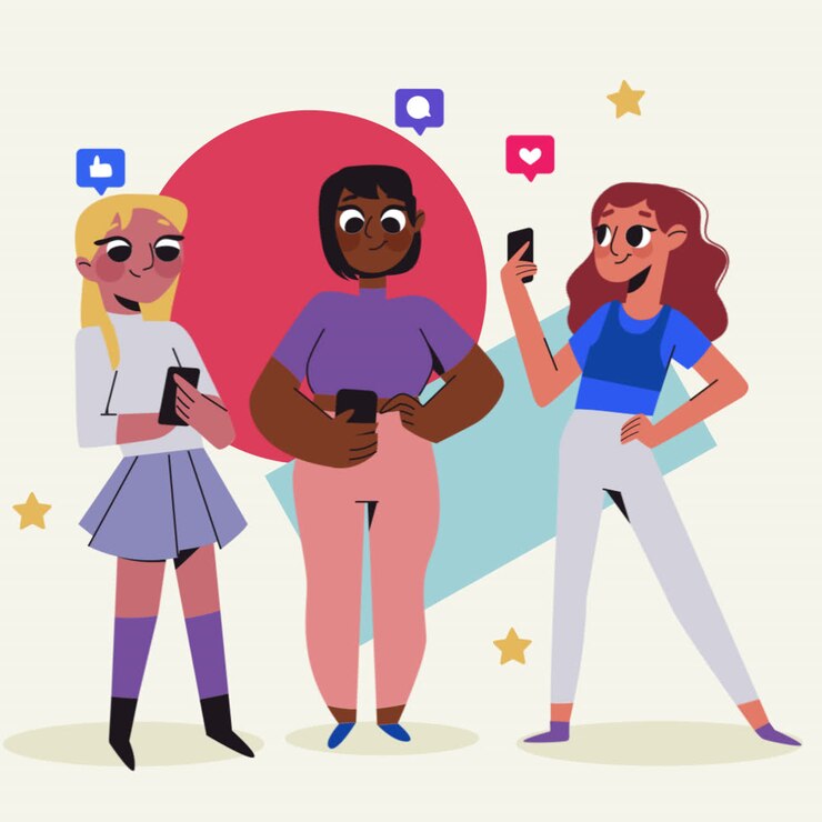 Trois femmes diverses utilisant des smartphones