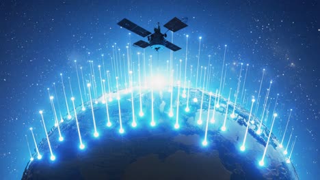 global communication network with satellite and earth