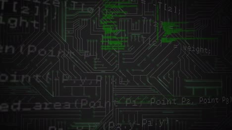 animación digital del procesamiento de datos contra las conexiones de microprocesador sobre fondo negro
